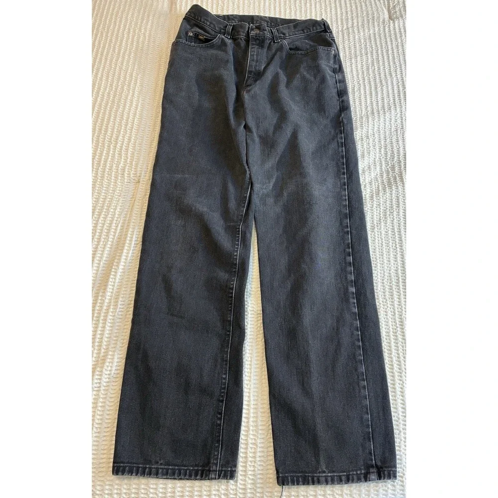 Vintage Lee Jeans Jeans 36x30 Black Dark Wash‎ Cotton Straight Denim Pants